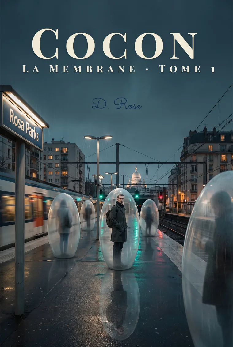 Cocon – La Membrane, tome 1. Roman de D. Rose. Couverture créée avec une IA générative.