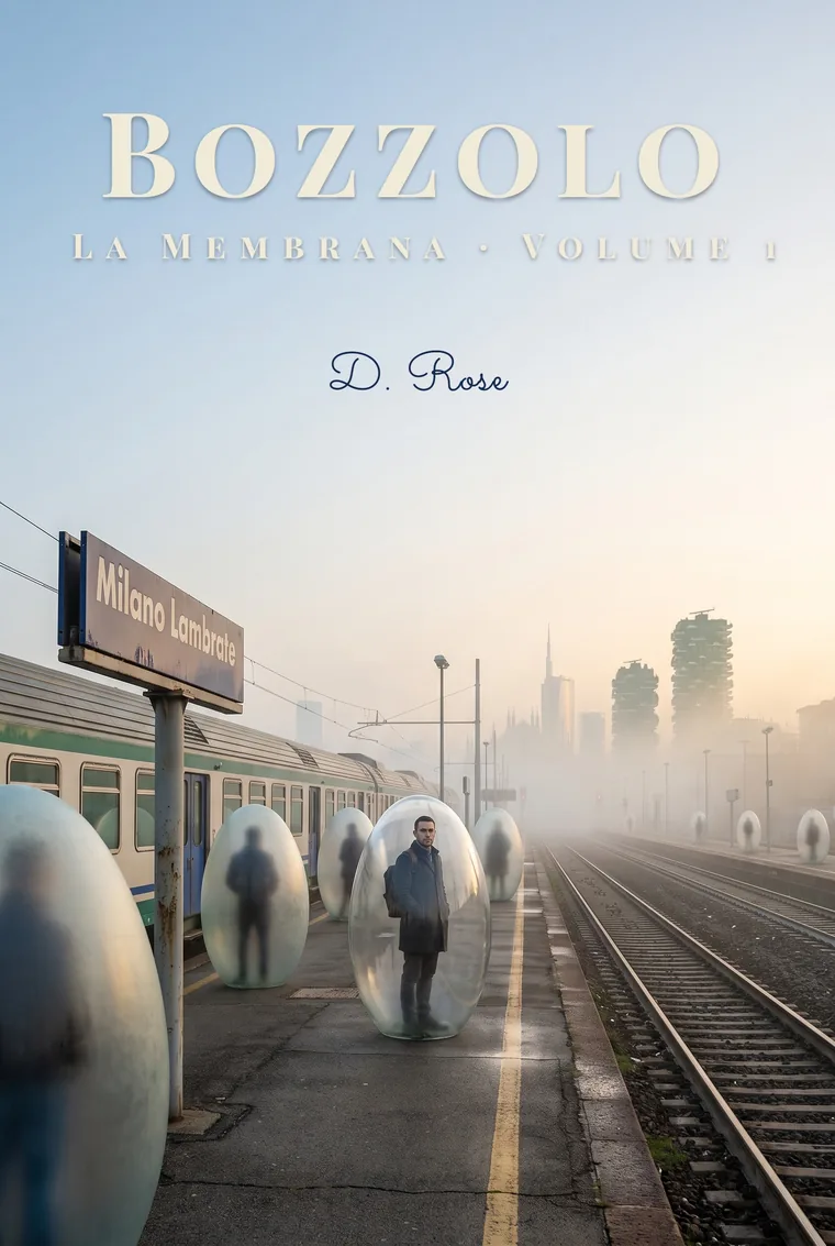 Bozzolo – La Membrana, volume 1. Romanzo di D. Rose. Copertina realizzata con IA generativa.